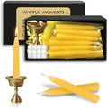 20 Min Beeswax Meditation Candles – 50 Pack, Includes Mini Candle Holder & 12 Wax Dots, Slow Burn, Natural Unscented, Yoga Prayer Mindfulness & Relaxation
