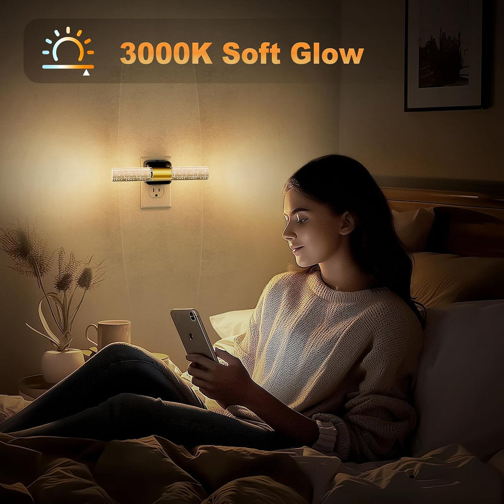 JandCase Night Lights Plug into Wall, 180° Rotating 3000K Soft Light