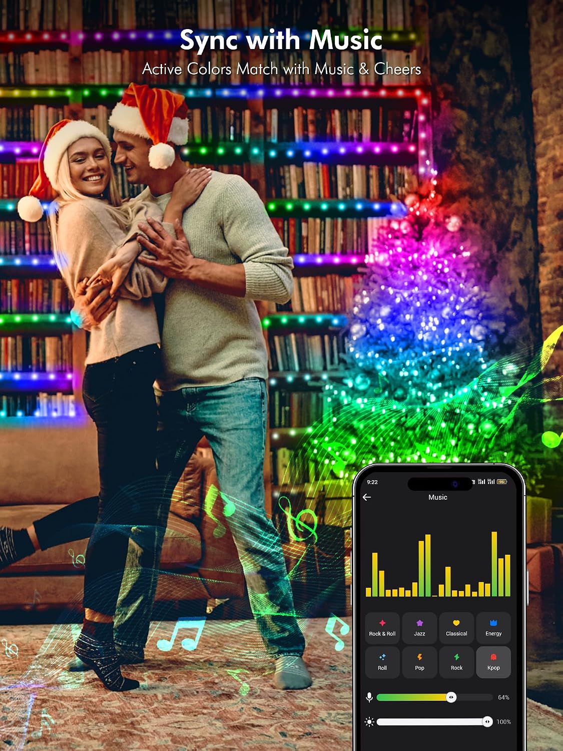 BrizLabs Smart Fairy String Lights, 100 LED Color Changing Christmas Lights