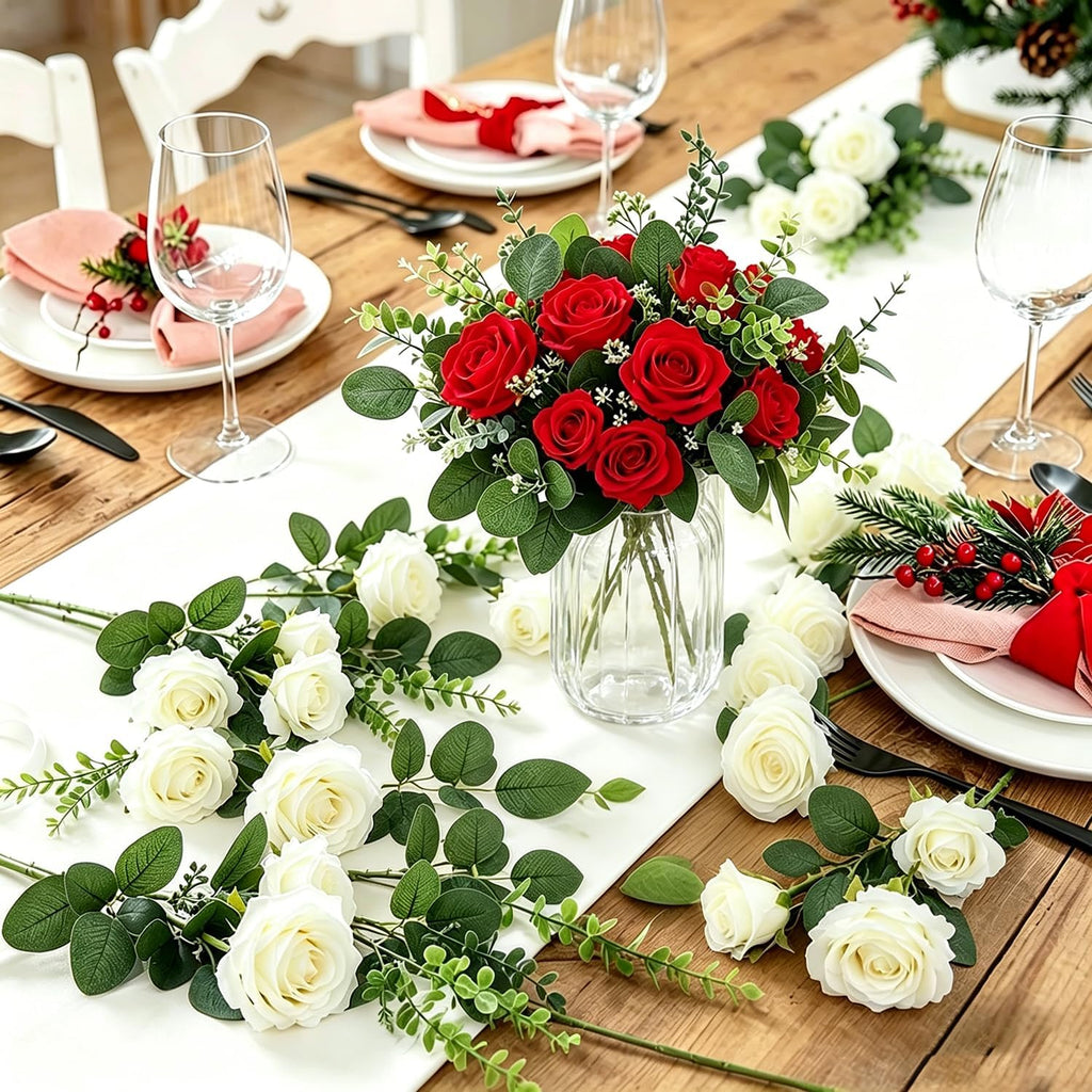 100 Pcs Artificial Mixed Eucalyptus Stems, Faux Greenery Stems for Decor
