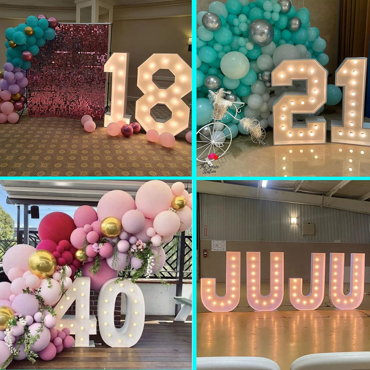 JoyBox Design 12 LED Light Bulbs - Battery Operated G40 String Lighting for Marquee Letters Numbers - Indoor & Outdoor Kids Party and Christmas Decor - Bedroom Decorative Waterproof Warm Lights