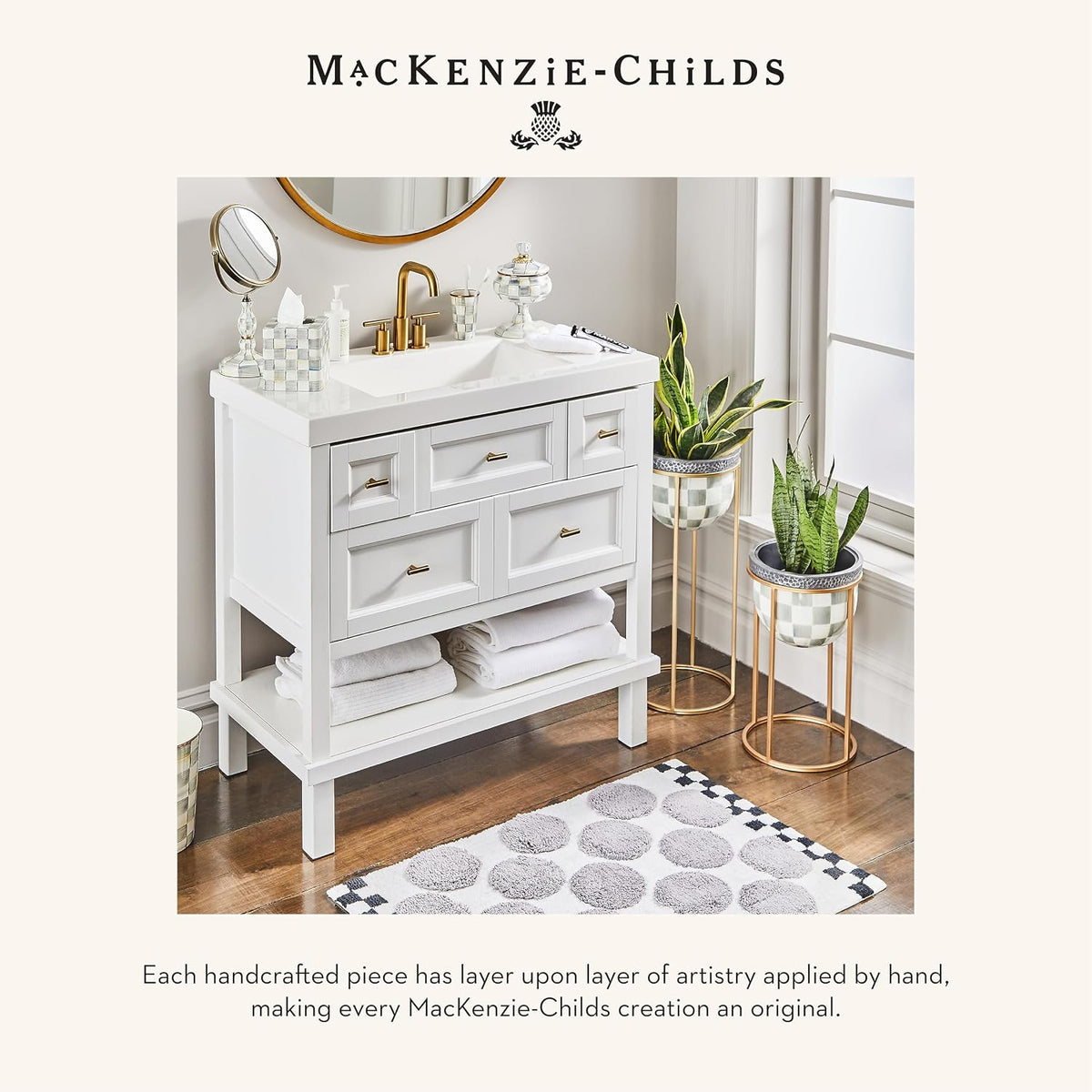 MACKENZIE-CHILDS Tissue-Box Cover, Gray-and-White Sterling Check, Square