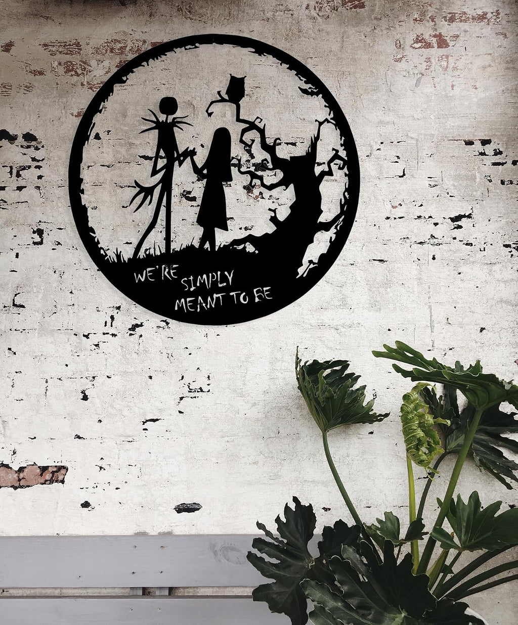 Benziso Nightmare Before Christmas Decor Halloween Decorations Christmas Metal Wall Art Valentine's Day Decorations Jack Wall Hanging Sign for Indoor Outdoor (Black 13in x13in)