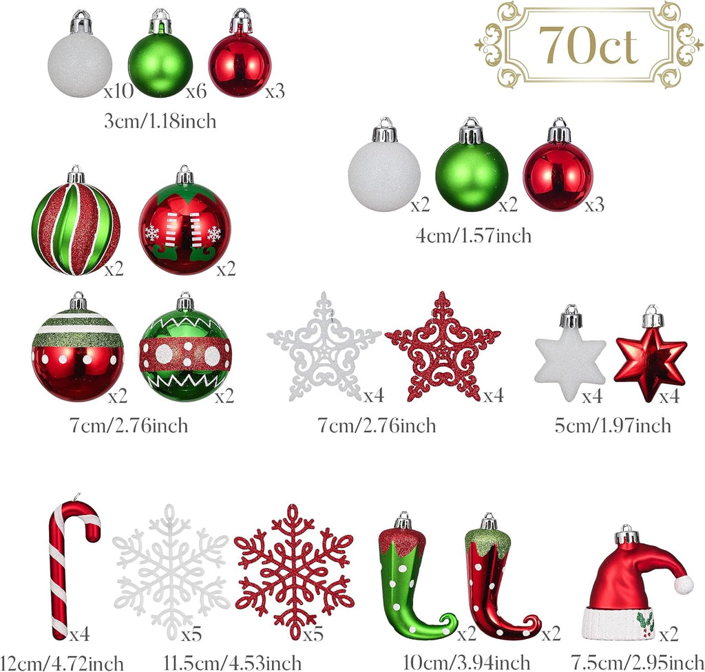 Valery Madelyn 70ct Christmas Ornaments Tree Decorations Set