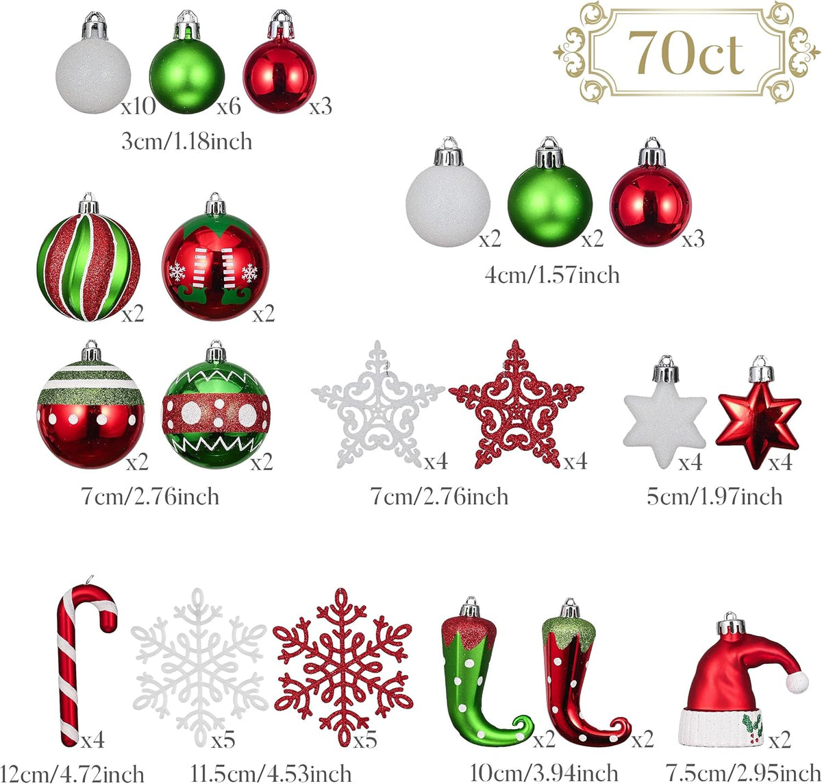 Valery Madelyn 70ct Christmas Ornaments Tree Decorations Set