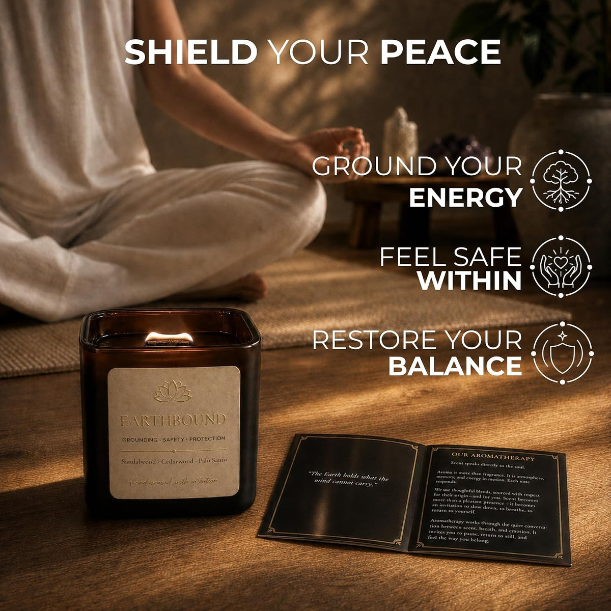 Anima® Earthbound Crystal Candle for Protection & Grounding Energy