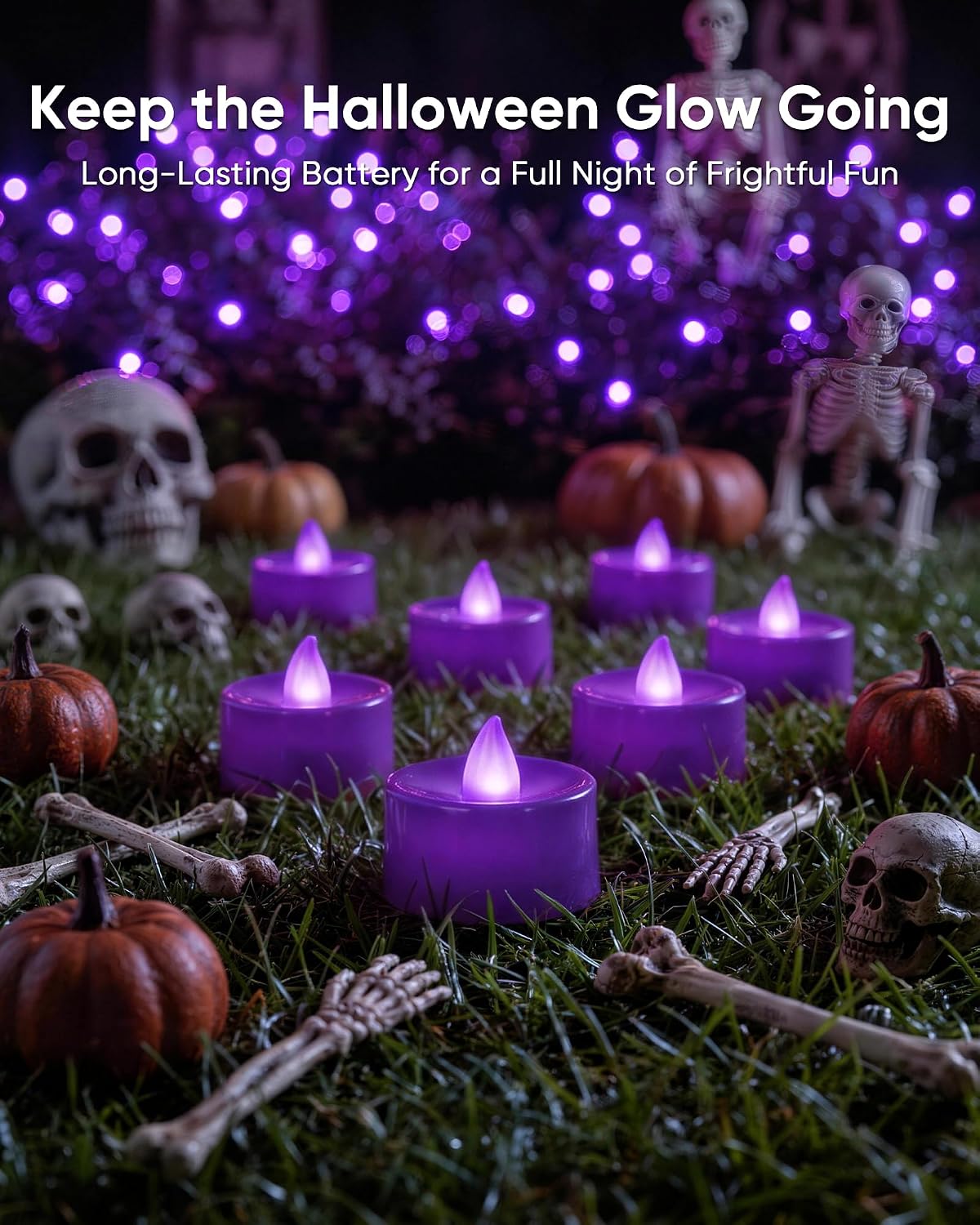 Homemory 50-Pack Purple Flameless Battery Tealight Candles, 200+ Hours