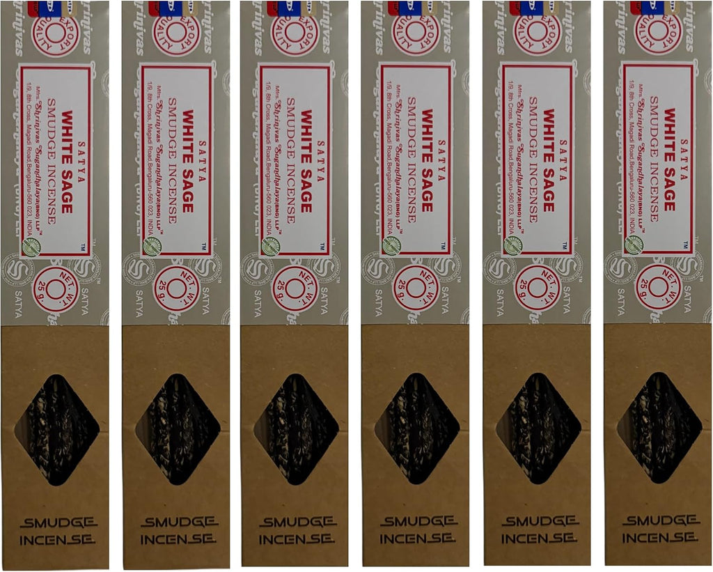 Satya Smudge Incense Stick – Hand-Rolled Indian Masala Incense for Meditation, Yoga & Spiritual Cleansing Pack of 6 (Smudge White Sage)