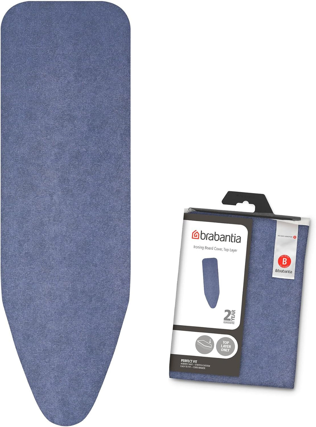 Brabantia Replacement Ironing Board Cover | Top Layer Only | Fits Comfort Board (Size B) | x1 Randomly Selected Fairtrade Cover | 100% Cotton Cover for Existing Foam | for Brabantia Ironing Board B