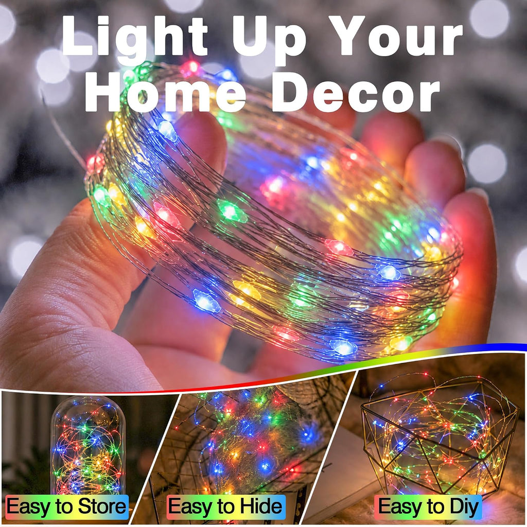 33FT 100 LED Plug in Fairy Lights with 13 Modes & Timer, Multicolor