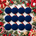 Navy Blue Flocked Christmas Ball Ornaments 12 Pcs, 3.15 Inch Velvet Xmas Tree Balls Shatterproof Bulk, Velvet Christmas Ornaments Set for Xmas Tree Holiday Wedding Party Decor