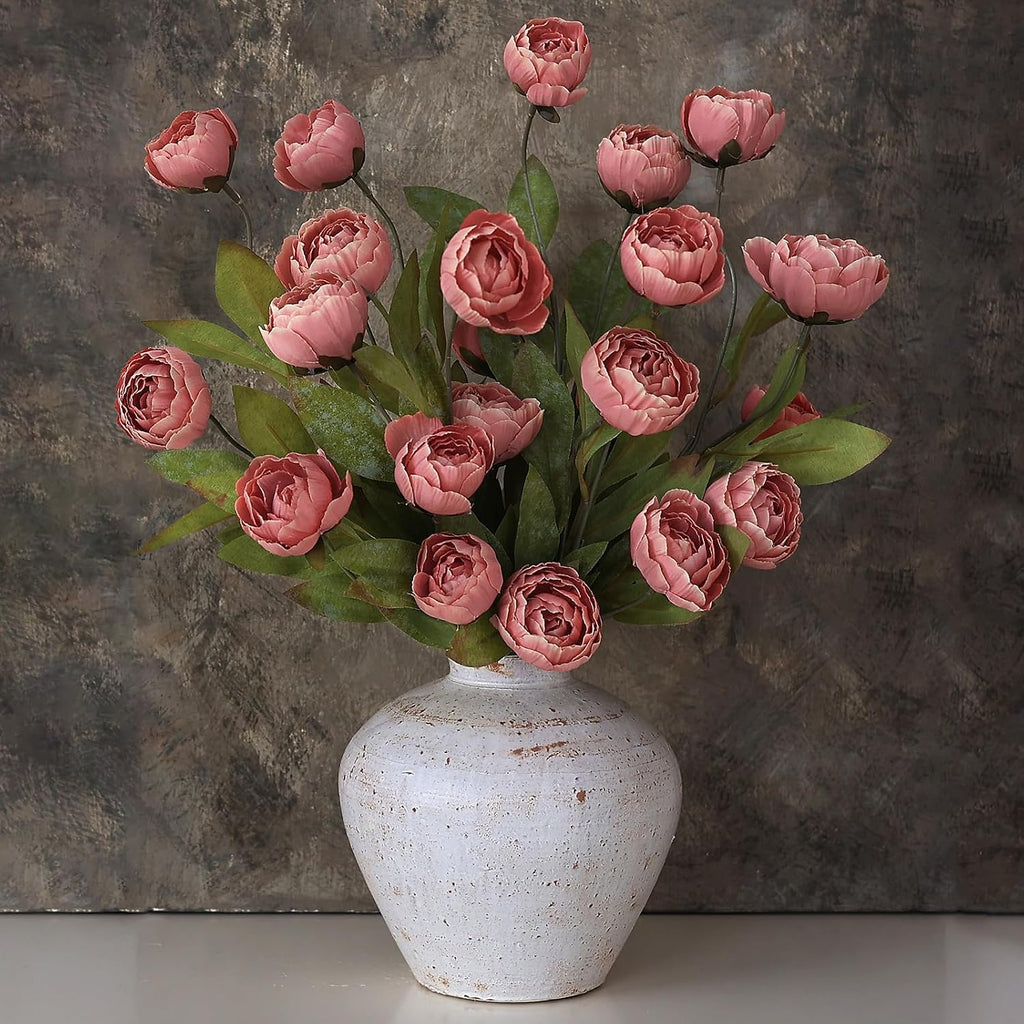 6 Pcs 27" Faux Silk Peony Artificial Flowers Stems for Vase (Dusty Pink)