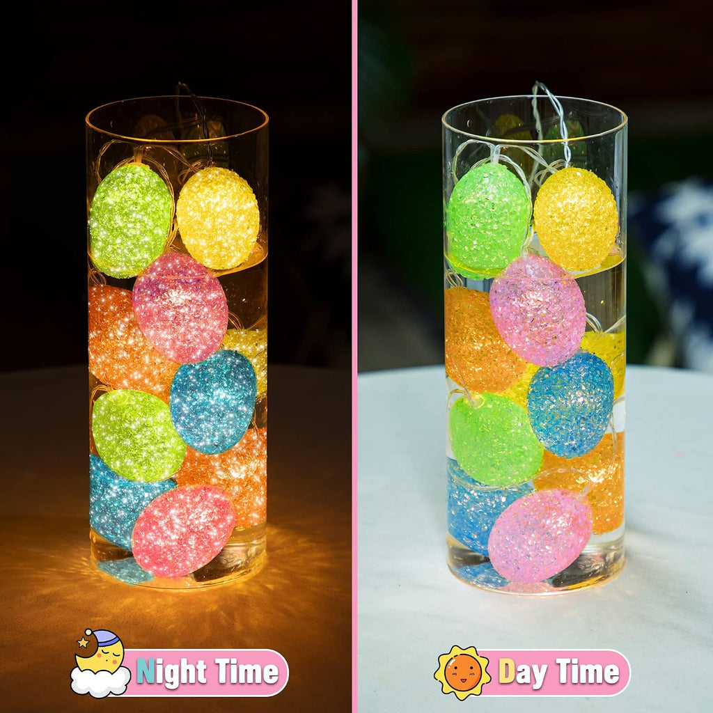 Hiboom Easter Decorations Egg Lights, 8 Flashing Modes LED Easter Lights, Waterproof Battery Operated Fairy Light for Outdoor Indoor Decorations(4.92 ft with 10 LED)