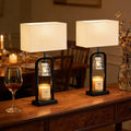 PoKat 21.5'' Matte Black Table Lamps Set of 2 with Candle Warmer & Gift Box