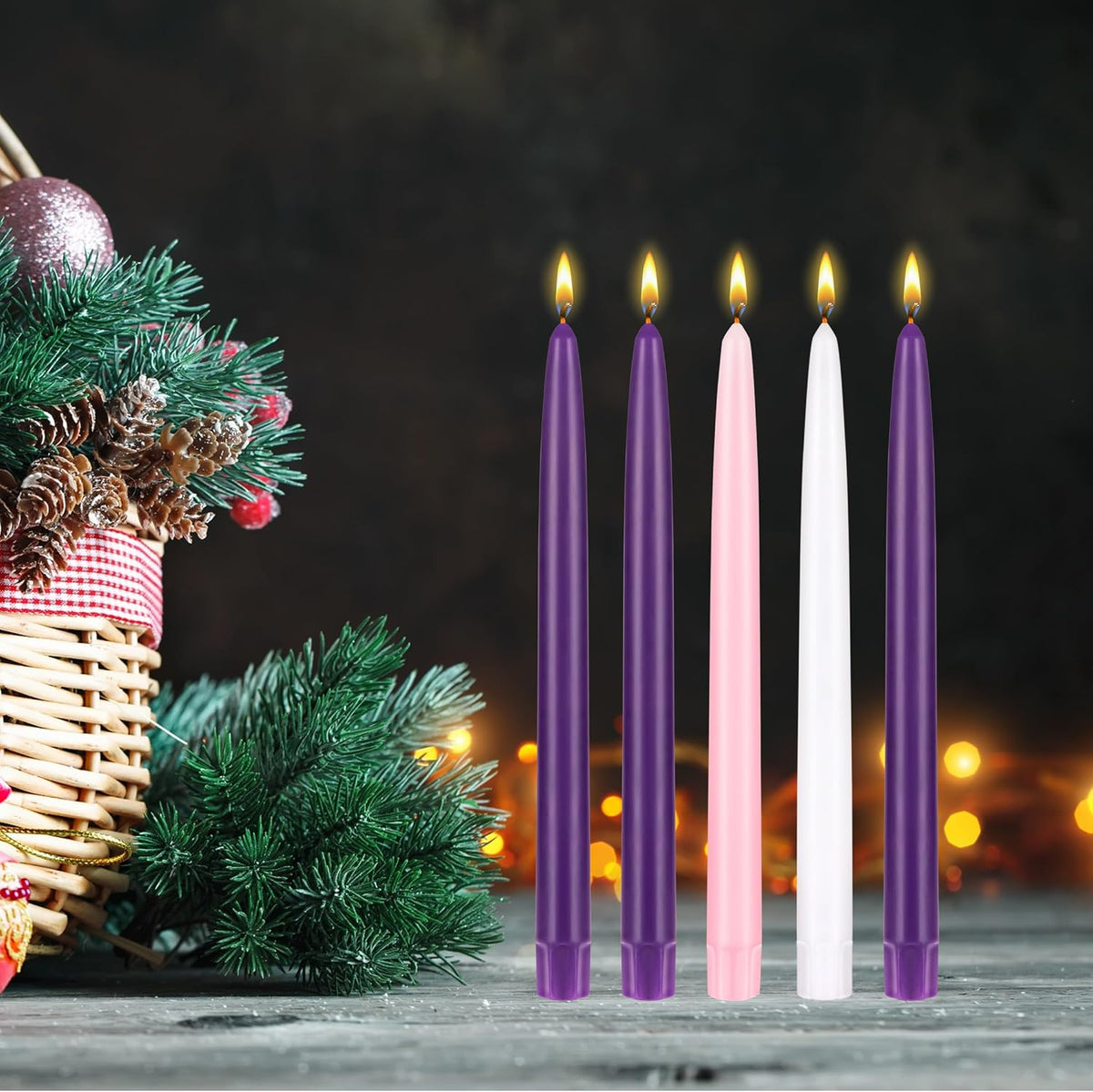 Mega Candles Unscented Christmas Advent Taper Candle Set 5 ct 10" x 7/8"