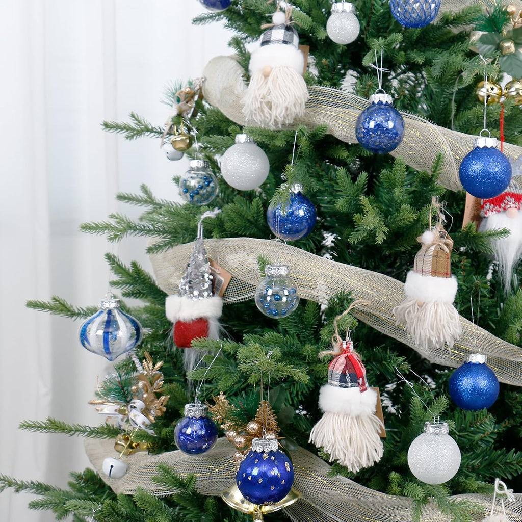 34PCS Blue/White Christmas Ball Ornaments Set for Tree Decorations