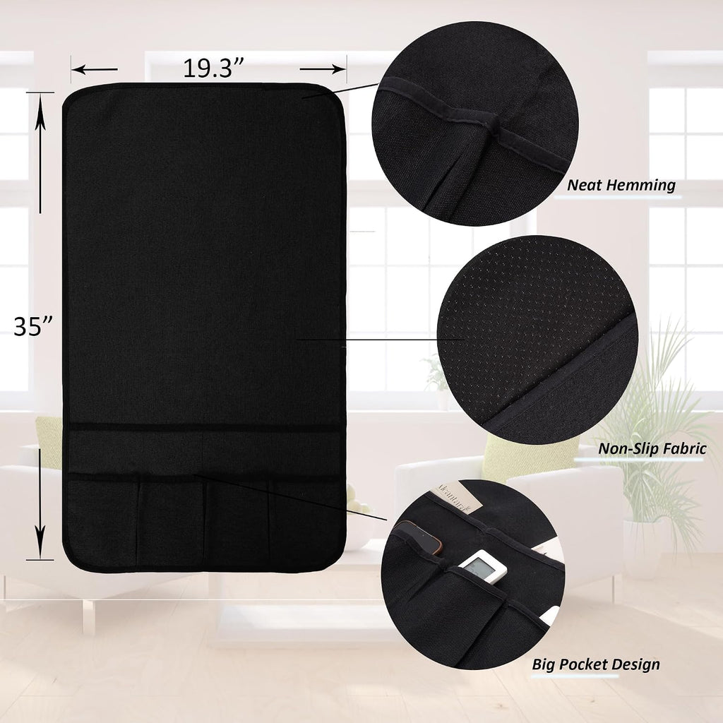 Faux Linen Armchair Caddy for Couch 35"x19.5" Black Linen