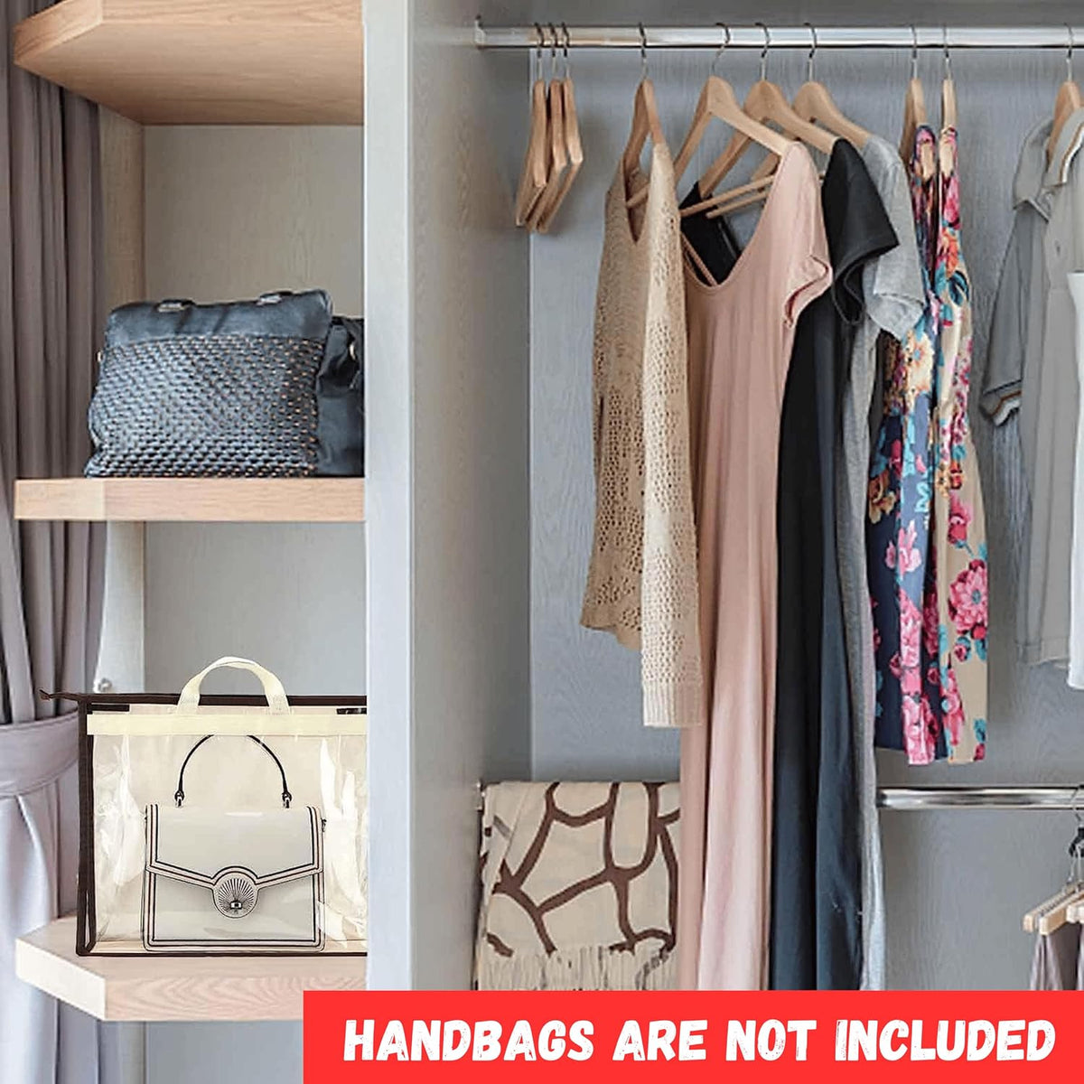 Foldable Handbag Hanging Organizer Space-Saving, Dust-Proof Purse & Clutch Storage Bag for Wardrobe & Closet Durable & Convenient Ladies Handbag Pouch Organizer