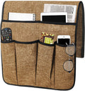 IPENNY Cotton Linen Sofa Couch Remote Control Holder Chair Armrest Caddy Pocket Organizer Storage Bag for Cellphone Tablet Notepad Book Magazines DVD Eyewears Drinker Snacks Holder Pouch