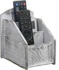 3 Slot Rustic Wooden Remote Control Frame Media Organizer, Office Supply Storage Rack,Pen storage box (Grey)