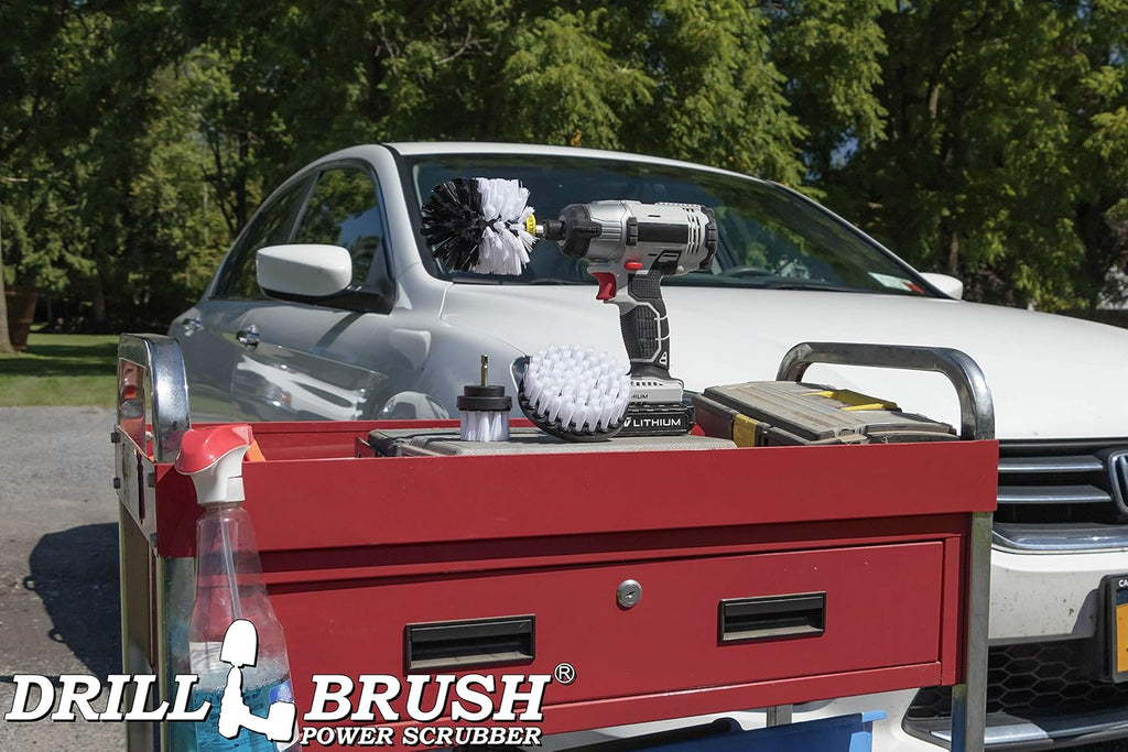 Drillbrush Car Detailing Kit - Soft Drill Brush Set - Nylon Scrub Brush