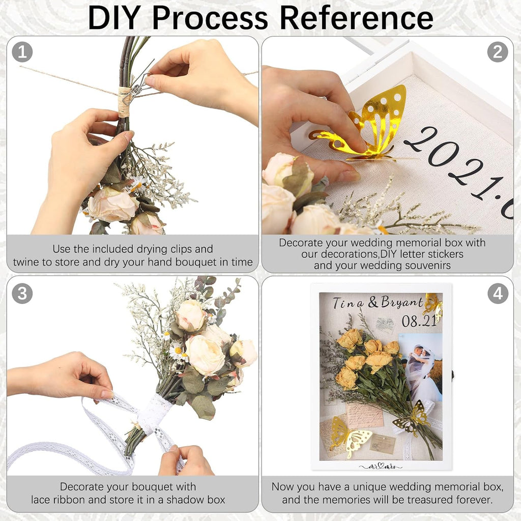 Yookeer 12x16 Shadow Box Frame Dried Flowers Wedding Display Case,White