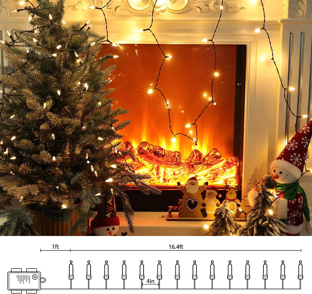 Lomotech Battery Christmas Lights - 2 Pack Total 33ft 100LEDs,Warm White