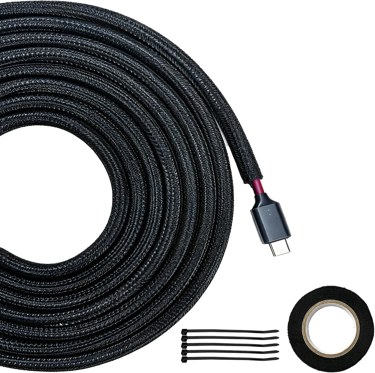 Braided Wire Loom Tubing, 10ft 1/4in Self-Wrapping Cable Sleeve