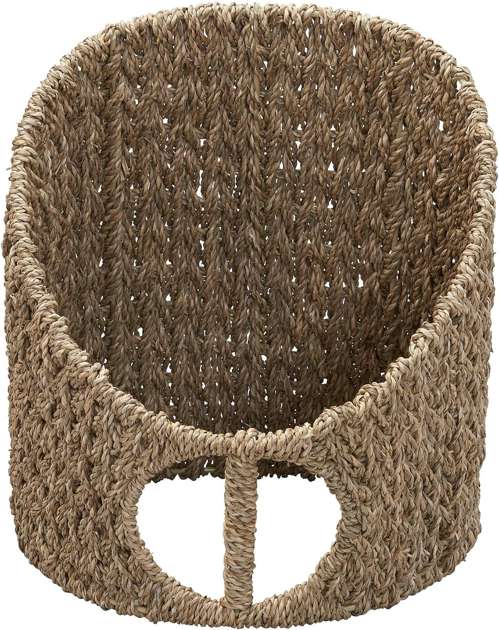 Household Essentials Handwoven Seagrass and Iron Magazine Rack, Natural Finish