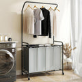ROMOON Laundry Hamper Sorter Cart, 4 Section Organizer with Hanging Bar