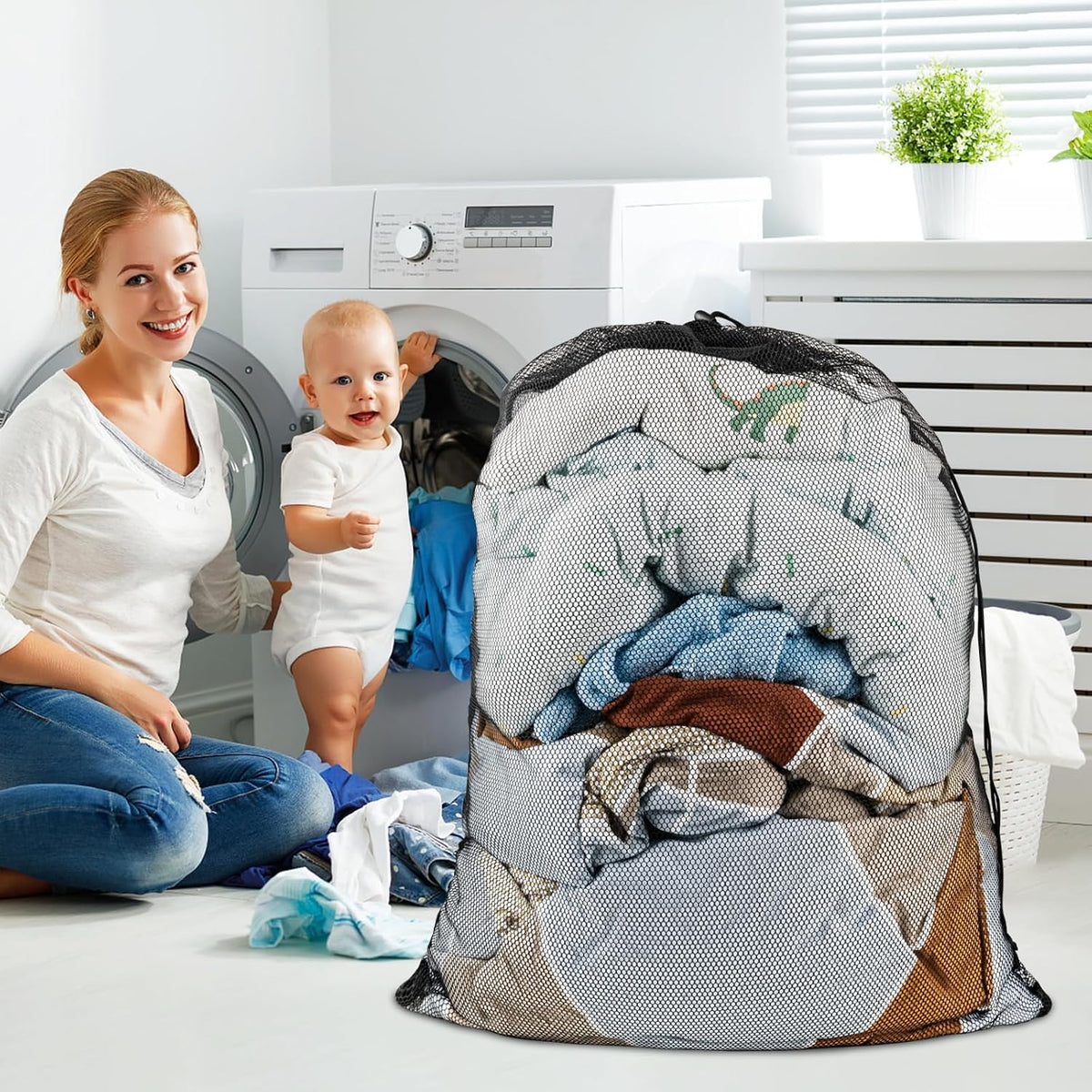 Large Mesh Laundry Bags: 2 Pack 24" x 36" Heavy Duty