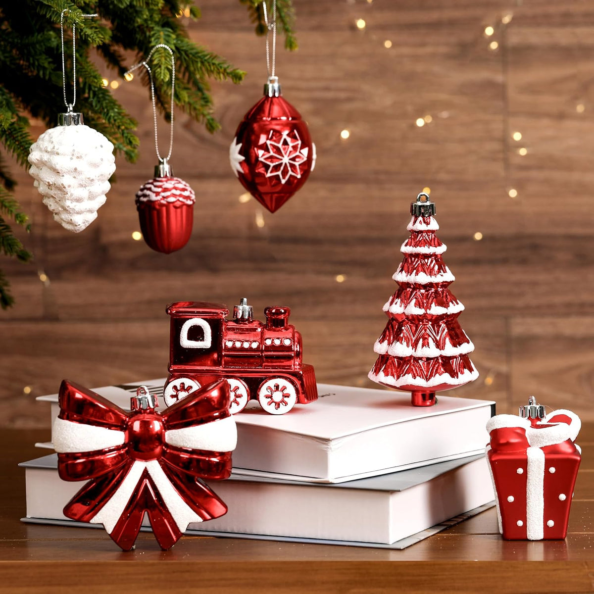 Alupssuc 82pcs Classic Christmas Balls Ornaments Set, Red and White