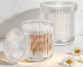 2‑Pack Clear Opalescent Glass Qtip Holder, Vanity & Bathroom Storage