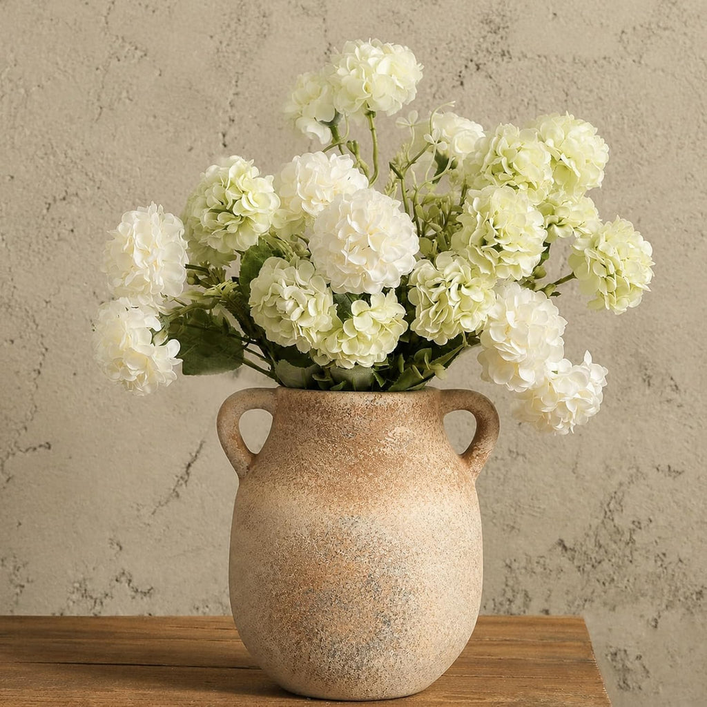 Deep Dream Ceramic Flower Vase with Handles, 8 Inch Small Ceramic Vase, Decorative Terracotta Vases, Farmhouse Rustic Pottery Vases for Home Decor, Shelf, Entryway, Living Room, Bedroom (Terracotta)
