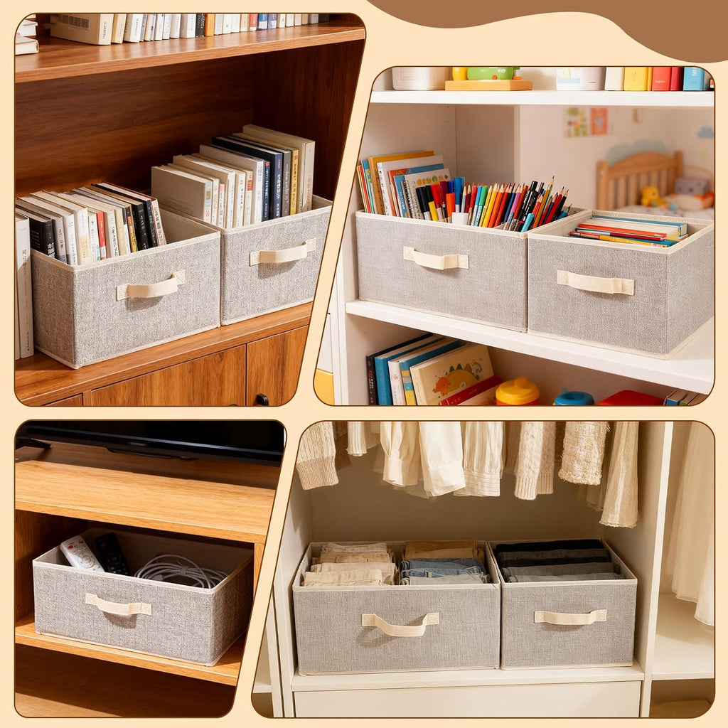 DAYARD Fabric Bins [1-Pack], Foldable Cube Baskets Storage Boxes for Shelves, Closet, Bookshelf, Nursery Organizer Containers (beige, medium)