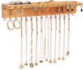 Necklace Holder Wall Mount,Jewelry Organizer with 30 Hooks,Natural Wood