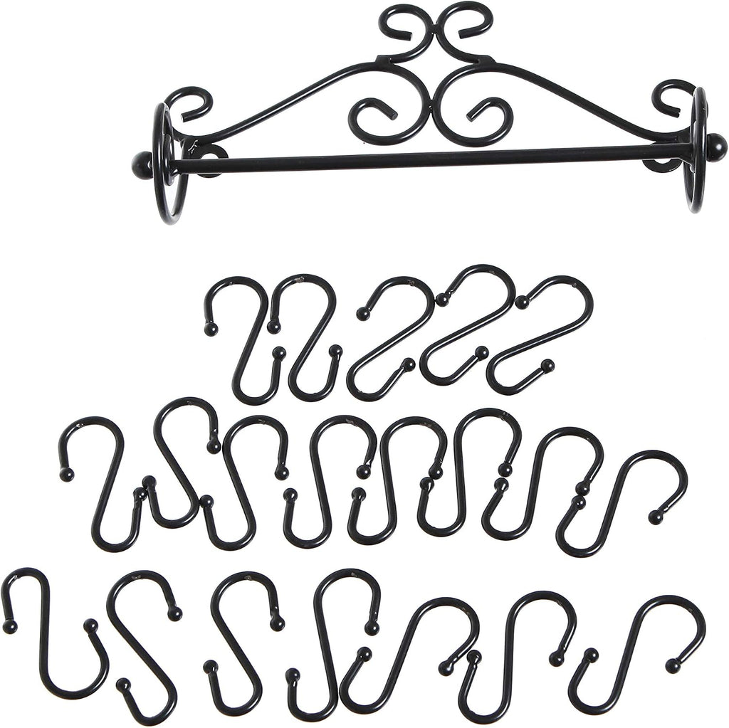 MyGift Set of 2 Wall Mount Necklace Holder Black Metal Jewelry Rack