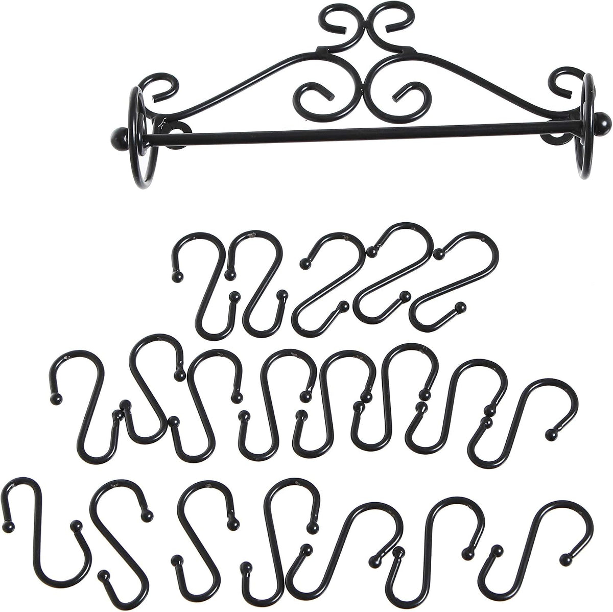MyGift Set of 2 Wall Mount Necklace Holder Black Metal Jewelry Rack
