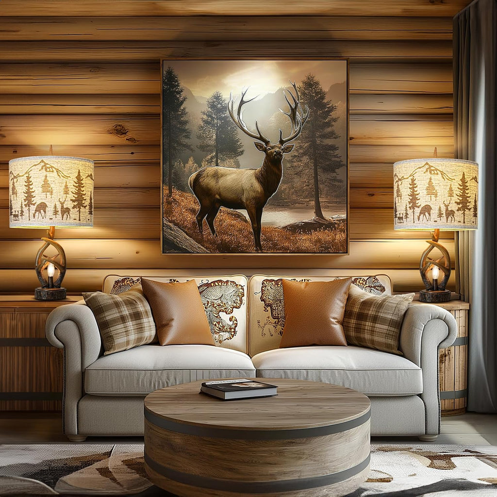 Scenekoy Deer Antler Table Lamp Set of 2 with Nightlight for Living Room