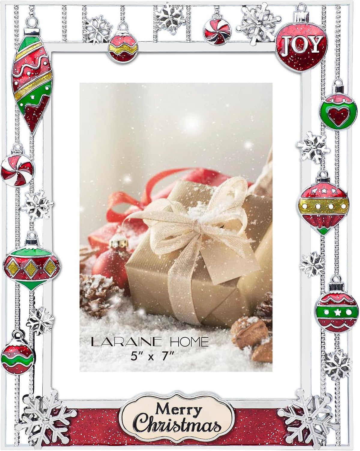 LARAINE Picture Photo Frame 5x7 Metal 2026 Christmas High Definition Display Pictures for Tabletop Home Decorative Holiday Gift (Merry Christmas)