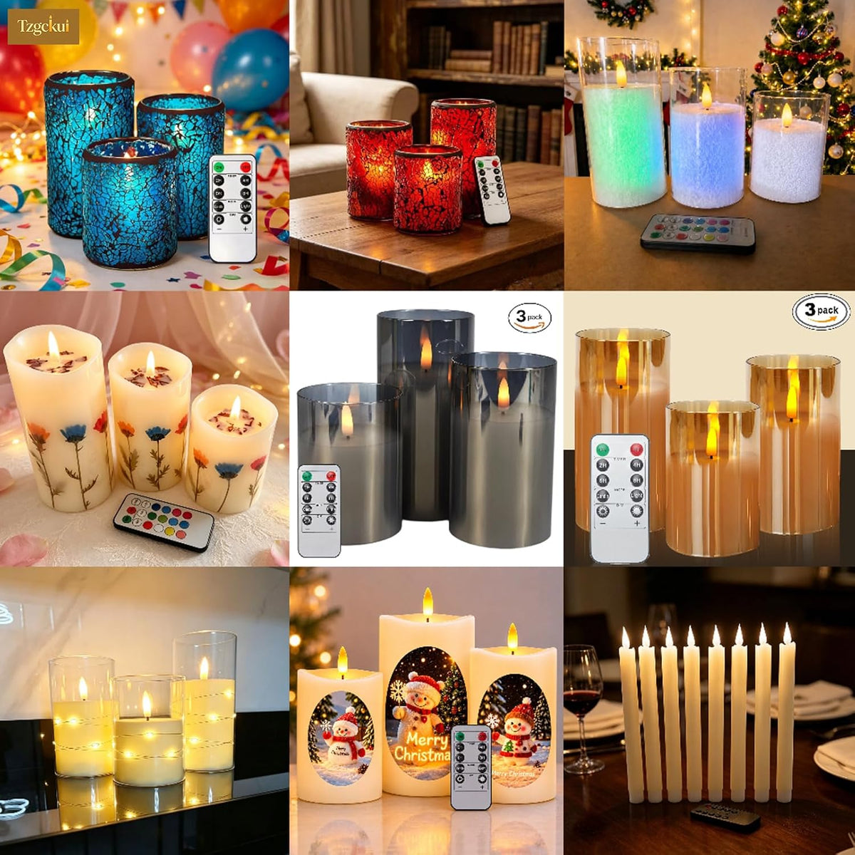 Flameless Glass Candles with Remote, Realistic Wax LED Pillar Candles JL-C3