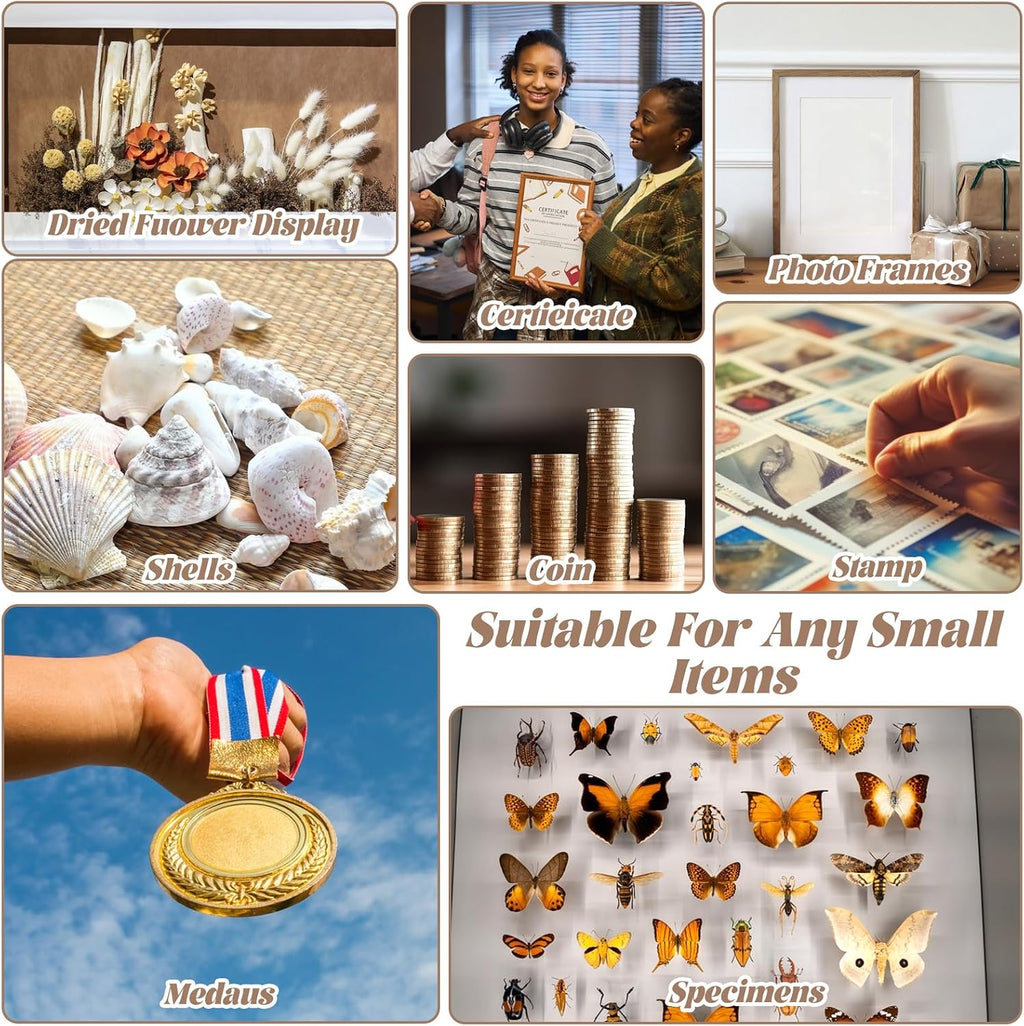 4 Shadow Box Frames, 8x10 inch Wood 3D Picture Frame Display Cases