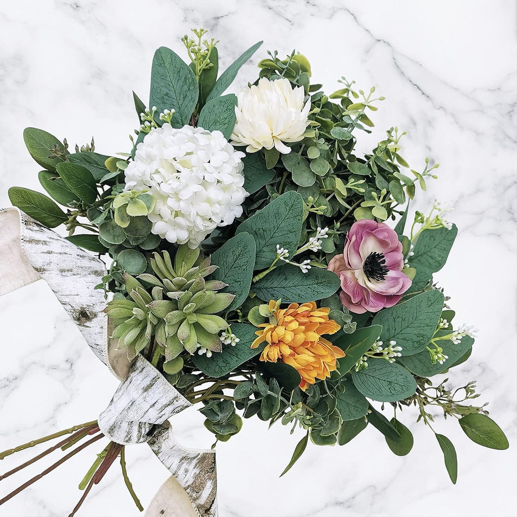 Mixed Eucalyptus Leaves Stems Bulk Artificial Eucalyptus Leaves Sprays Faux Oval Eucalyptus Leaves with White Seeds Stems for Floral Wreath Garland Bouquets Arrangement Wedding Greenery Decoration…