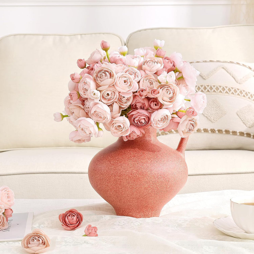 U'Artlines Mini Ranunculus Artificial Flowers Bouquet 40 PCS Dusty Rose