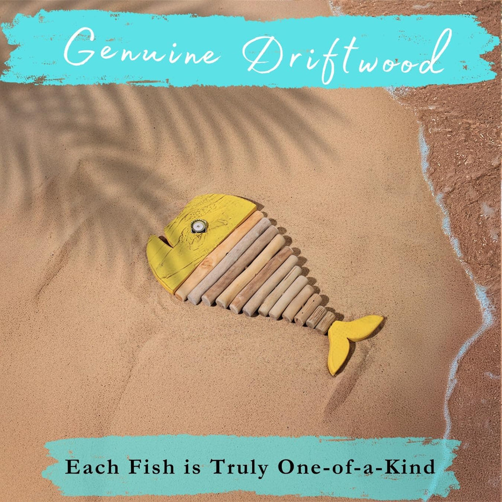 Drift Fish Handmade Wooden Rustic Coastal Wall Decor for any Room (Goldie)
