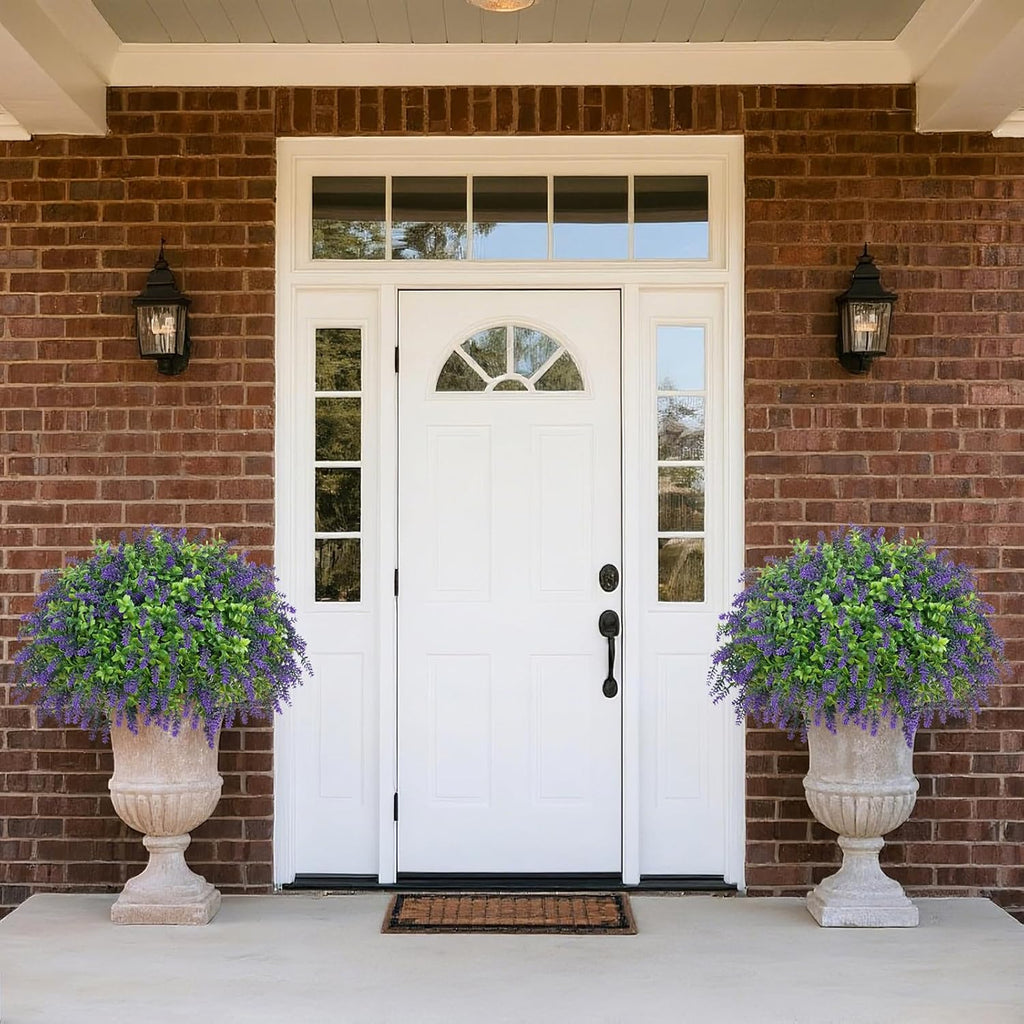 2 Set Artificial Boxwood＆Lavender Topiary Ball Tree for Front Porch(Purple)