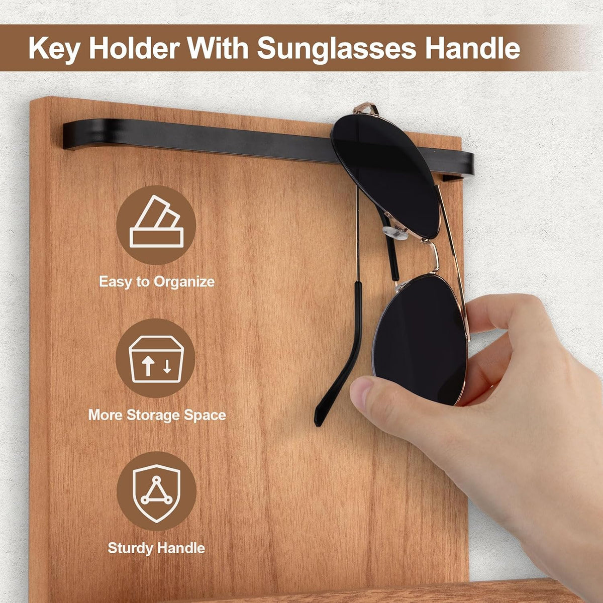 Key Holder Wall Mount, Key and Sunglasses Holder for Wall