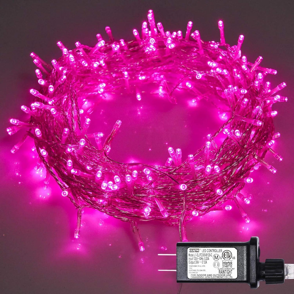 Pink Christmas String Lights, Valentine Day Room Decor, 100 LED