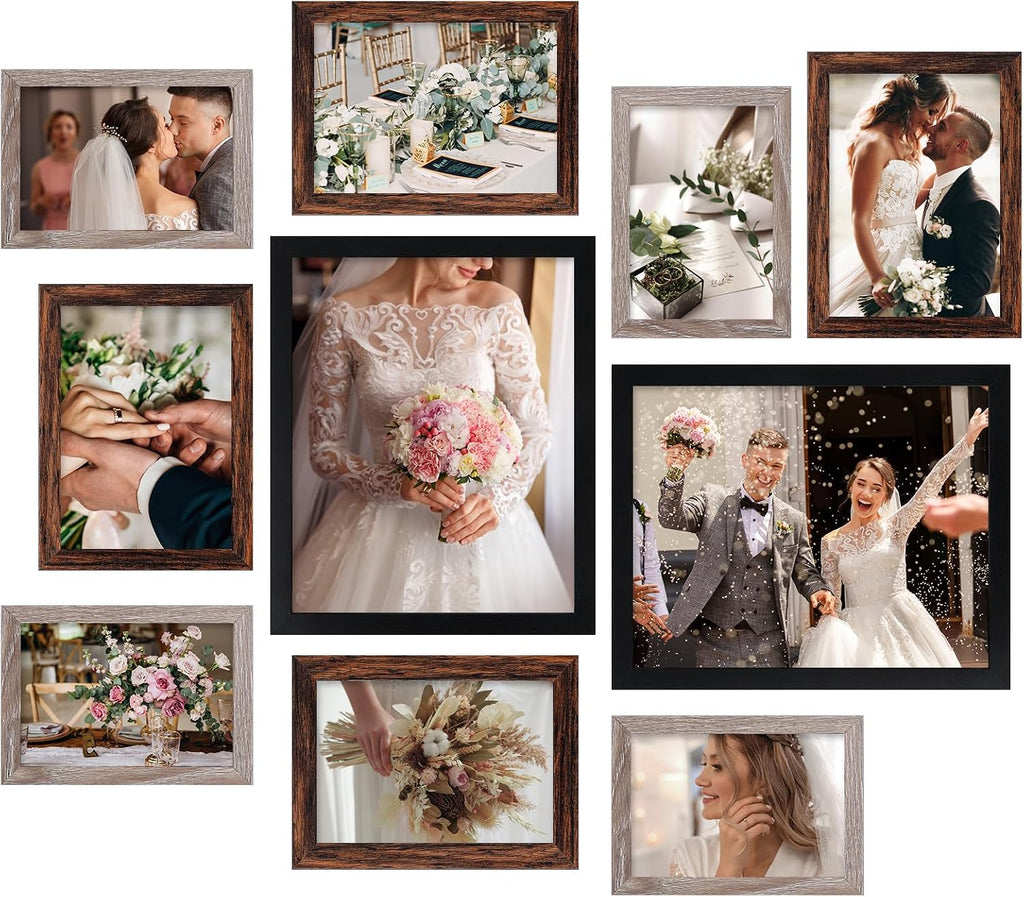 Fixwal Collage Picture Frames Set, 10 Pack, MDF, Multicolor, 8x10, 5x7, 4x6