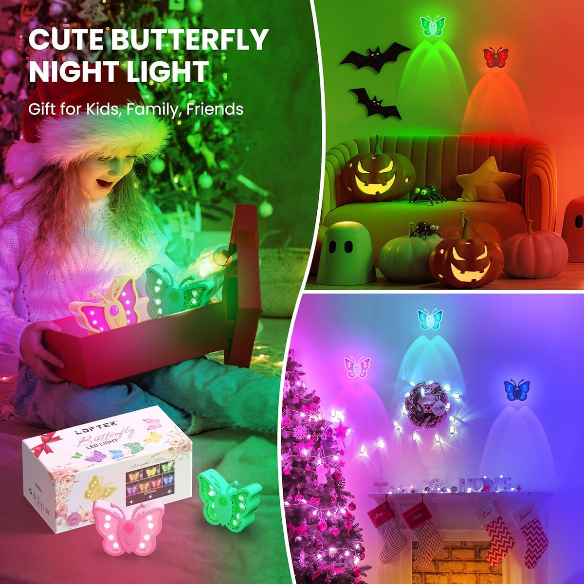 LOFTEK Motion Night Light, Rechargeable&Magnetic Butterfly Light, Off wht4P